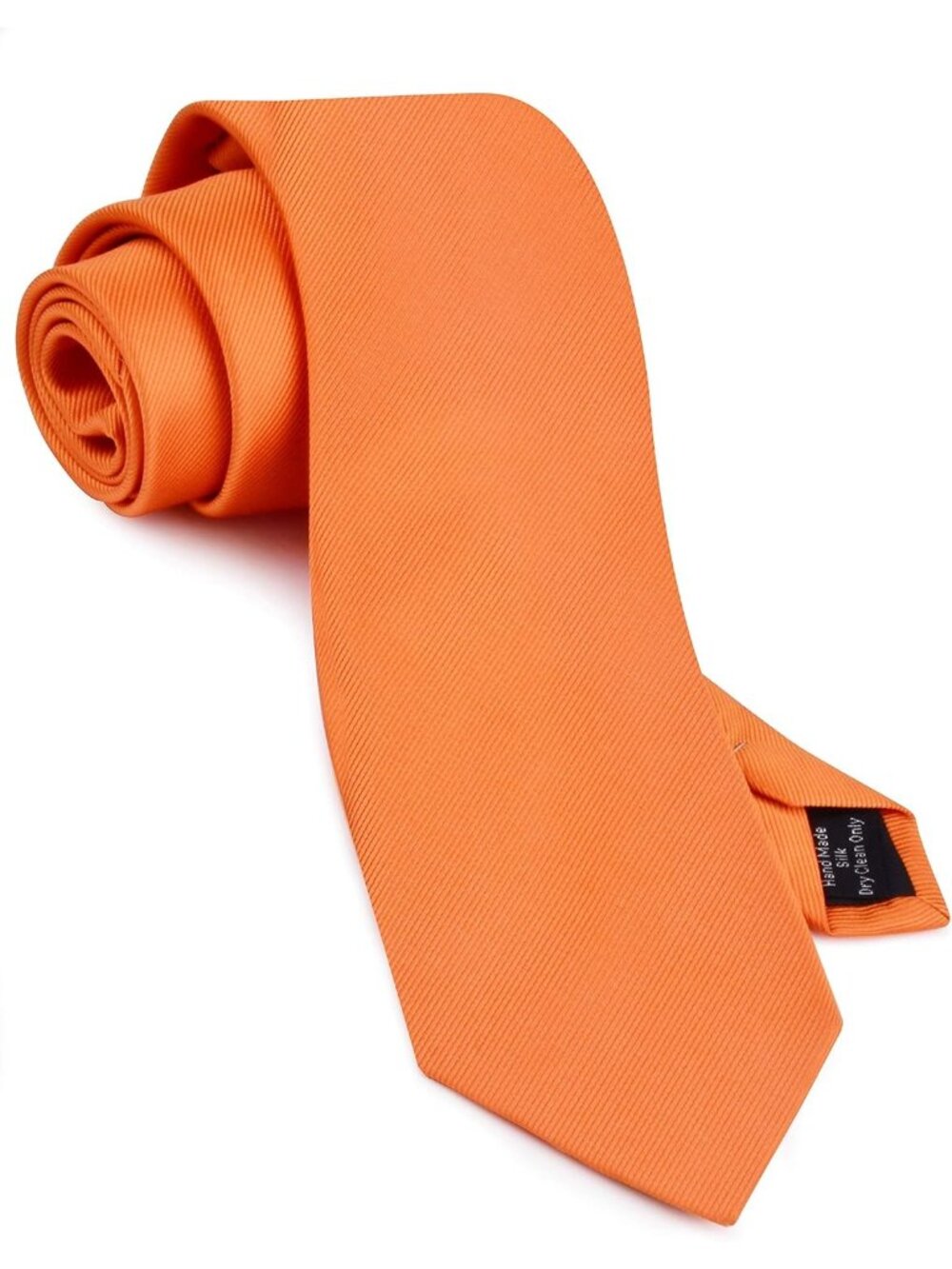 Men's Orange Solid Twill Textured Woven Silk Formal Necktie For Wedding Dress